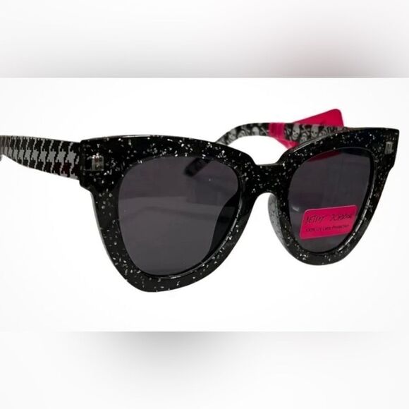 Betsey Johnson Glitter Skull, Houndstooth Sunglasses. NWT - Picture 3 of 6